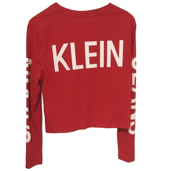 Calvin Klein top red, size medium, mark on neck, pre owned - Picture 2 of 5